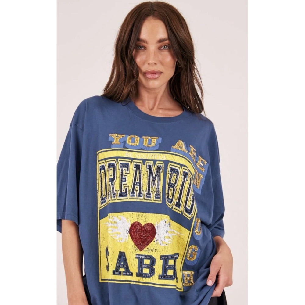 NWT Sabbi Dream Big Fearless Oversized Jersey Tee XL X-Large